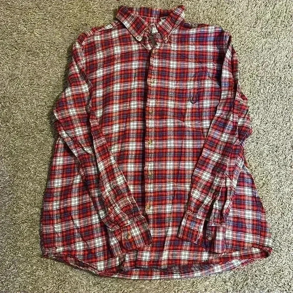 EUC Men’s Chaps 100% Cotton Flannel Button Down, Size L - Picture 1 of 2
